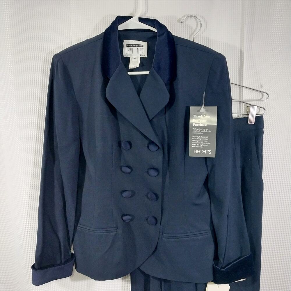 NWT@$134! DANI MAX! RICH BLACK VELVET TRIMMED 2 PC TAILORED PANT SUIT! SZ 10P - Picture 3 of 13